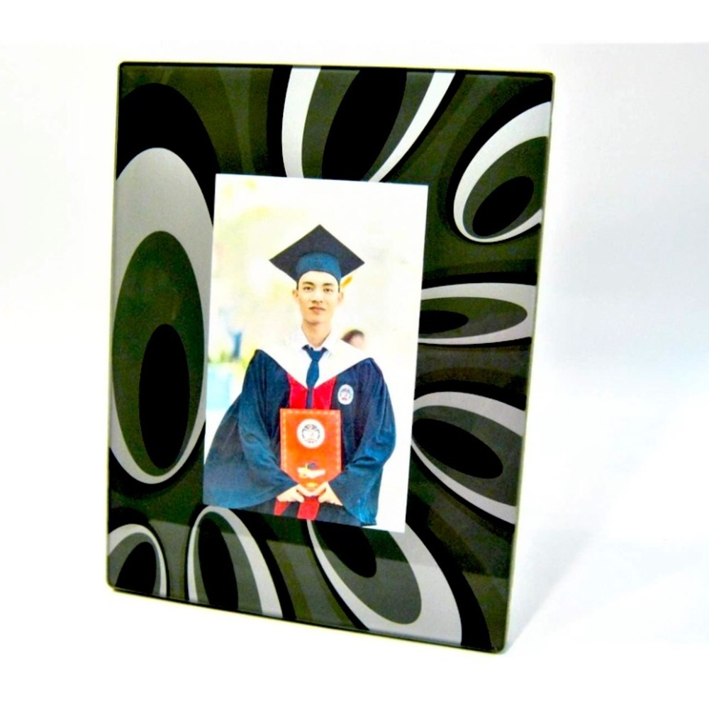 𝅺Contemporary Grey Black photo frame picture holder for 3.5x5 photos